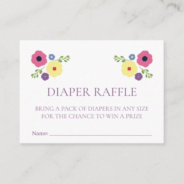 Tarjeta Raffle de pañales florales brillante para  (Anverso)