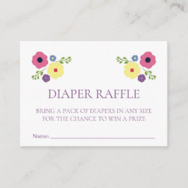 Tarjeta Raffle de pañales florales brillante para 