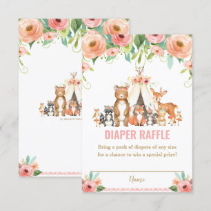 Tarjeta Raffle de pañales florales para animales d