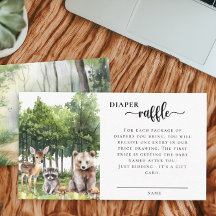 Tarjeta Raffle de pañales para animales de Woodlan