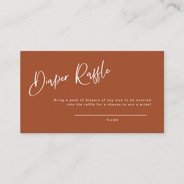 Tarjeta Raffle de pañales para pañales de Baby Sho (Anverso)