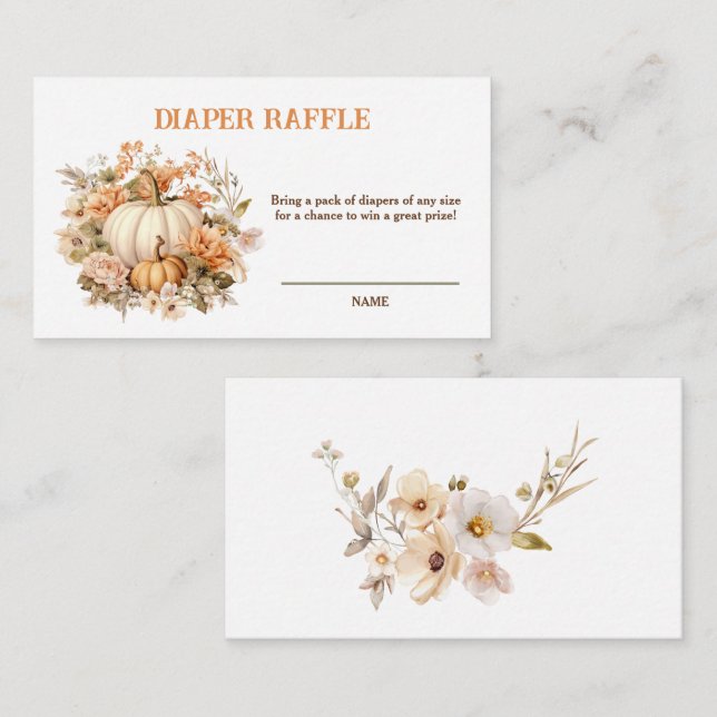 Tarjeta Raffle de pañales para pañales para la pie (Anverso / Reverso)