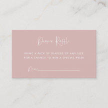 Tarjeta Raffle de pañales rosados minimalistas