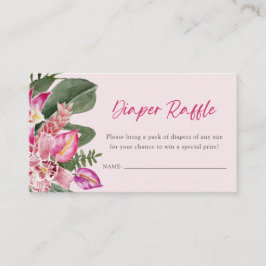 Tarjeta Raffle de pañales tropicales rosados