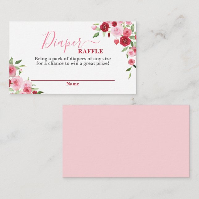 Tarjeta Raffle de San Valentín Baby Shower Diaper (Anverso / Reverso)