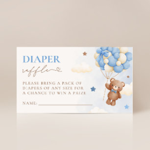 Tarjeta Raffle de Teddy Bear Balloon Boy Diaper