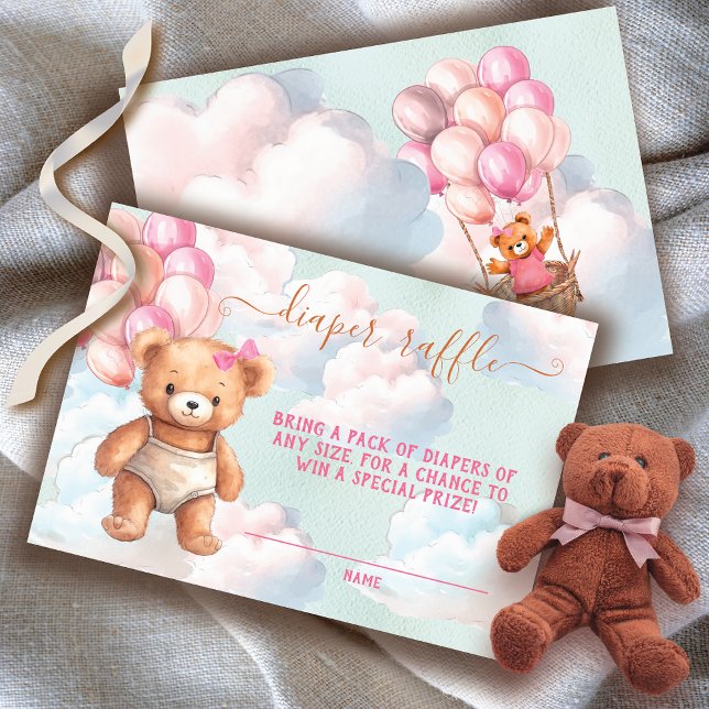 Tarjeta Raffle del Chica de Oso de Teddy (Matching books for baby and invitation available!)