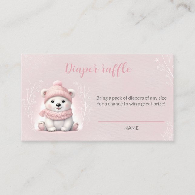 Tarjeta Raffle Diaper Baby Shower de Polar Bear Wi (Anverso)