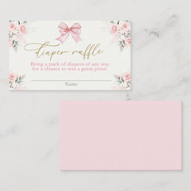Tarjeta Raffle Diaper Chica de Baby Shower con arc (Anverso / Reverso)