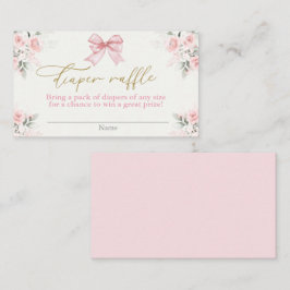 Tarjeta Raffle Diaper Chica de Baby Shower con arc