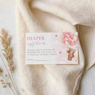 Tarjeta Raffle Diaper Chica de globo de Oso de Ted