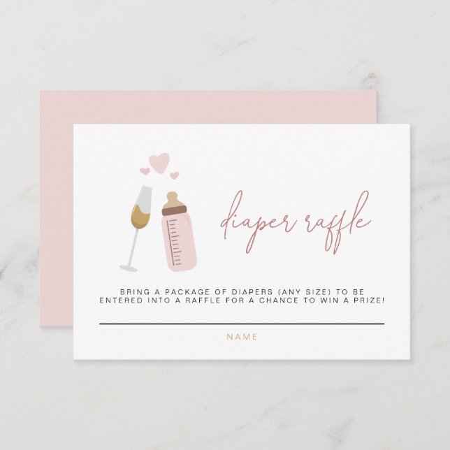 Tarjeta Raffle Diaper de Botellas de Poppin Rosa A (Anverso / Reverso)