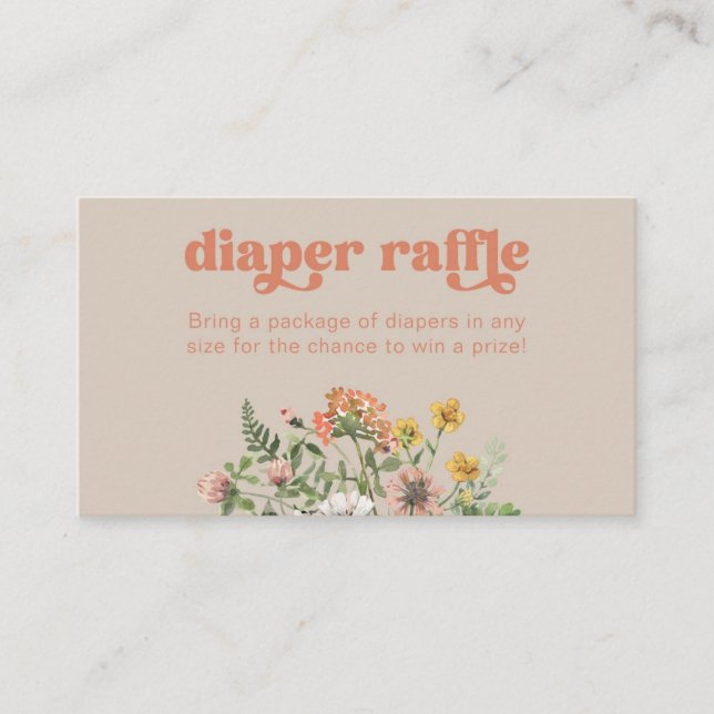 Tarjeta Raffle Diaper de Flor Silvestre (Anverso)