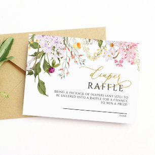 Tarjeta Raffle Diaper de Flores Silvestres