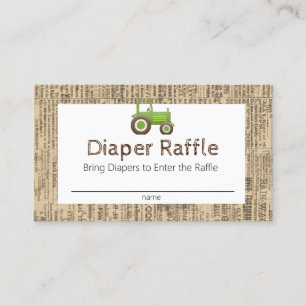 Tarjeta Raffle Diaper de Tractor Verde Granja