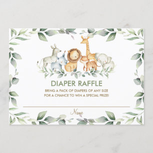 Tarjeta Raffle Diaper de vegetación para animales 