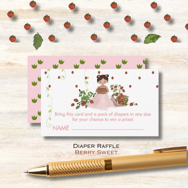 Tarjeta Raffle Diaper para Baby Shower "Berry Swee (Diaper Raffle Card for 'Berry Sweet' Baby Shower)