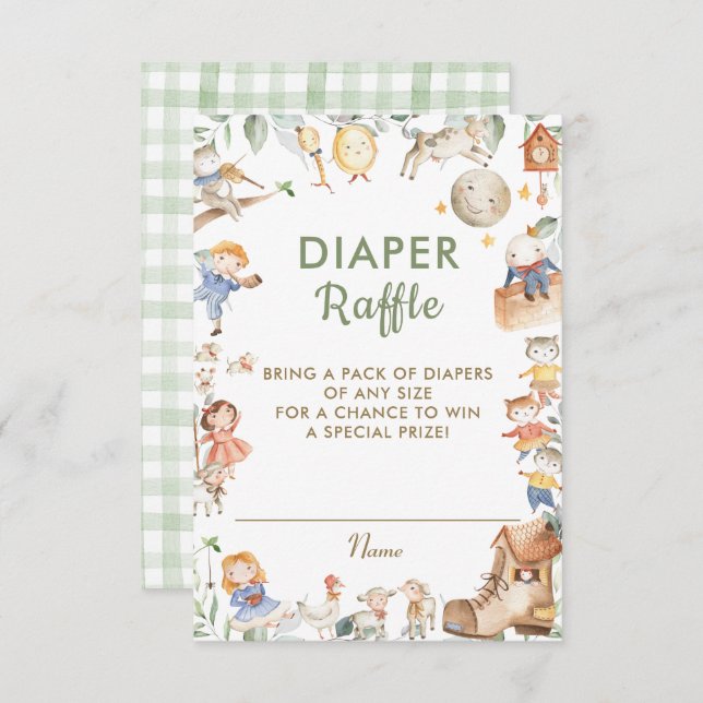 Tarjeta Raffle Diaper Raffle de moda Rhyme Greener (Anverso / Reverso)