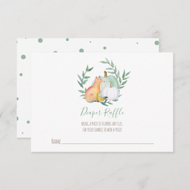 Tarjeta Raffle Fox Diaper - Baby Shower Neutral Fa (Anverso / Reverso)