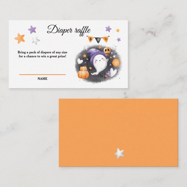 Tarjeta Raffle Ghost Diaper de Halloween (Anverso / Reverso)