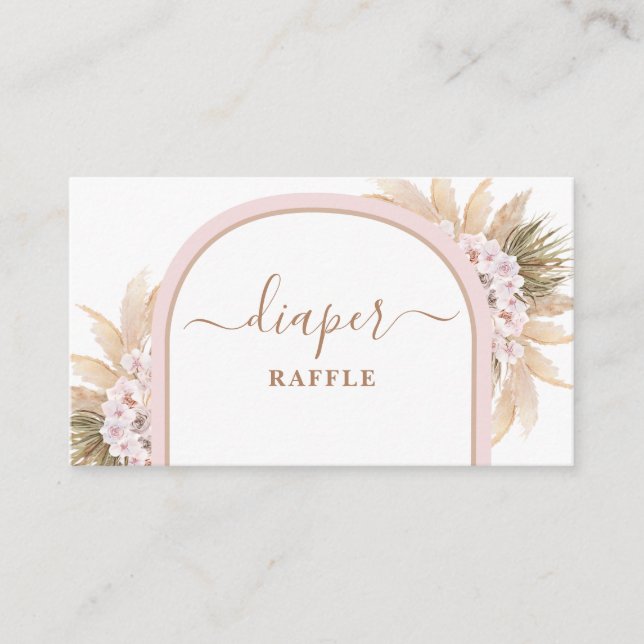 Tarjeta Raffle Grass Diaper Pampas Pink Boho Pampa (Anverso)