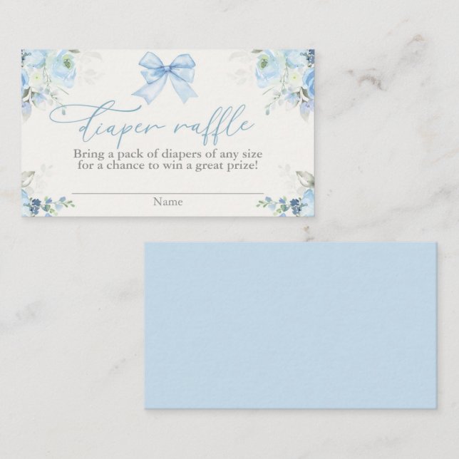 Tarjeta Raffle para pañales Baby Shower Boy con ar (Anverso / Reverso)