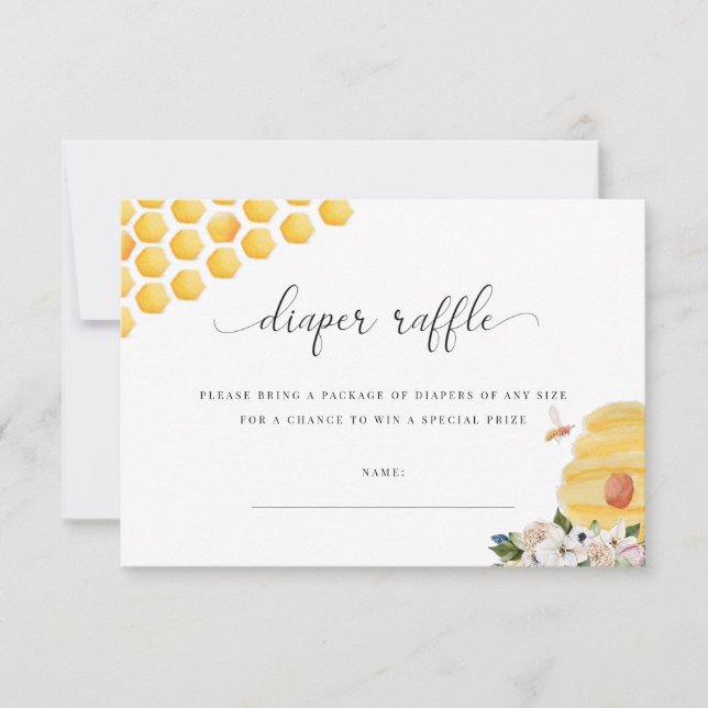 Tarjeta Raffle para pañales de abeja amarilla (Anverso)
