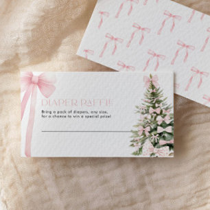 Tarjeta Raffle para pañales de invierno Bow rosa