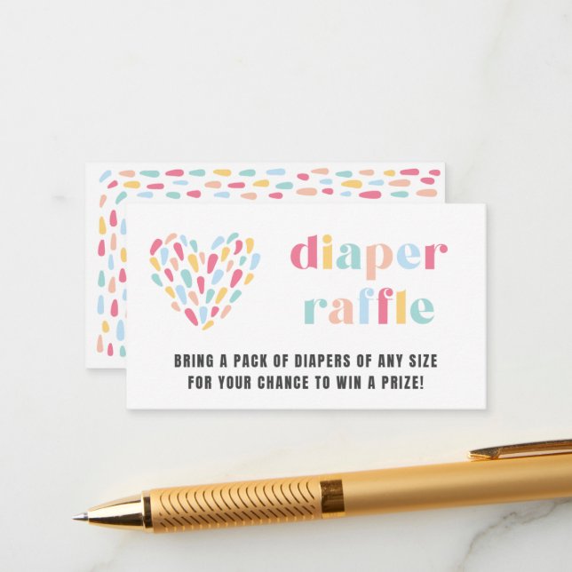 Tarjeta Raffle Pastel Rainbow Baby Shower Diaper (Anverso/Reverso In Situ)