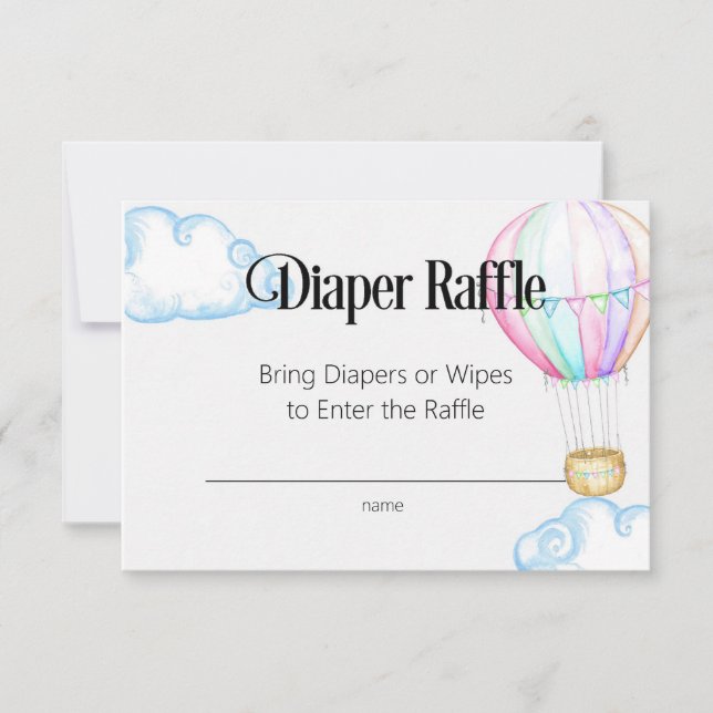 Tarjeta Raffle Pink Diaper Pink Air Balloon (Anverso)