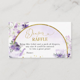 Tarjeta Raffle Purple Floral Baby Shower Tea Diape