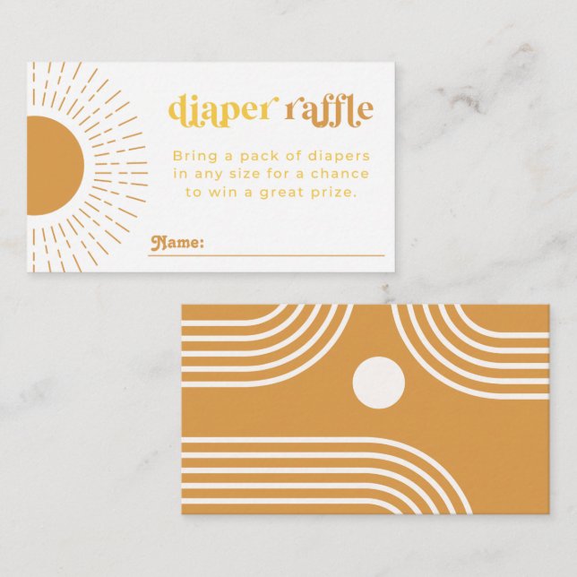 Tarjeta Raffle Sun Diaper | Tarjeta Baby Shower Su (Anverso / Reverso)