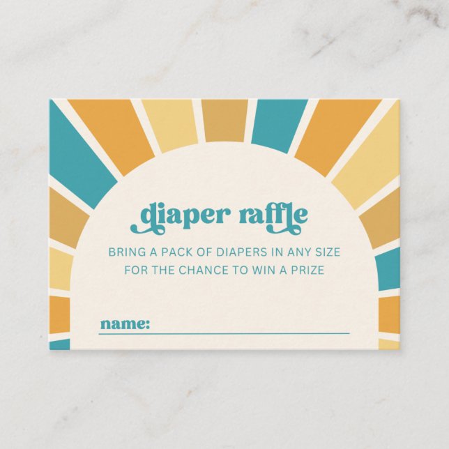 Tarjeta Raffle Sun Diaper | Tarjeta Baby Shower Su (Anverso)