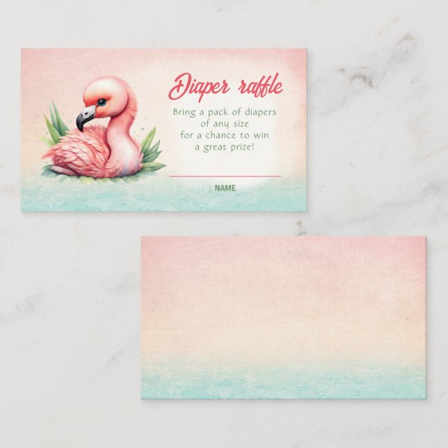 Tarjeta Raffle Tropical Flamingo Baby Shower Diape (Anverso / Reverso)