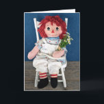 Tarjeta Rag Doll and Daisy Birthday<br><div class="desc">Old-fashioned rag doll with daisy bouquet.</div>