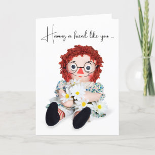 Tarjeta Rag Doll Con Daisies Amistad Gracias