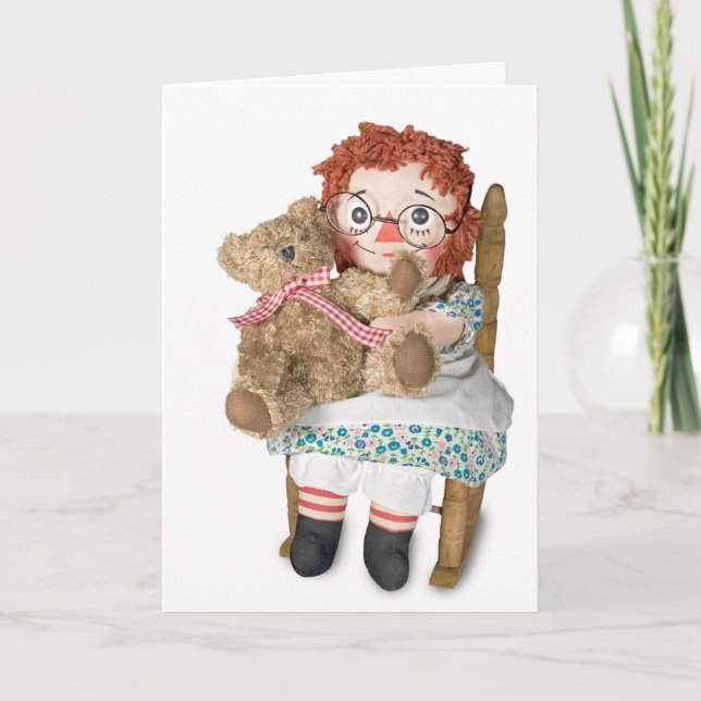Tarjeta Rag Doll Y Teddy Bear Friendship (Anverso)