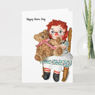 Tarjeta Rag doll y teddy Oso Name Day