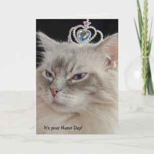 Tarjeta Ragdoll Cat con nombre de corona Day