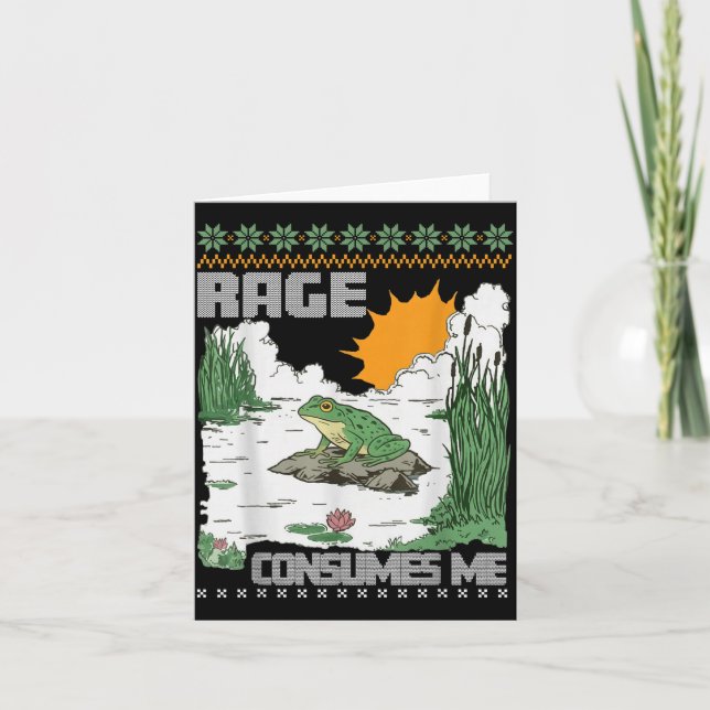 Tarjeta Rage Consumes Me Ugly Christmas Sweaters Funny Fro (Anverso)