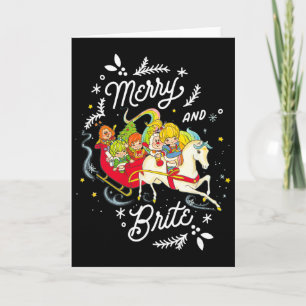 Tarjeta Rainbow Brite Navidad Alegre y Brillante Trineo Ri