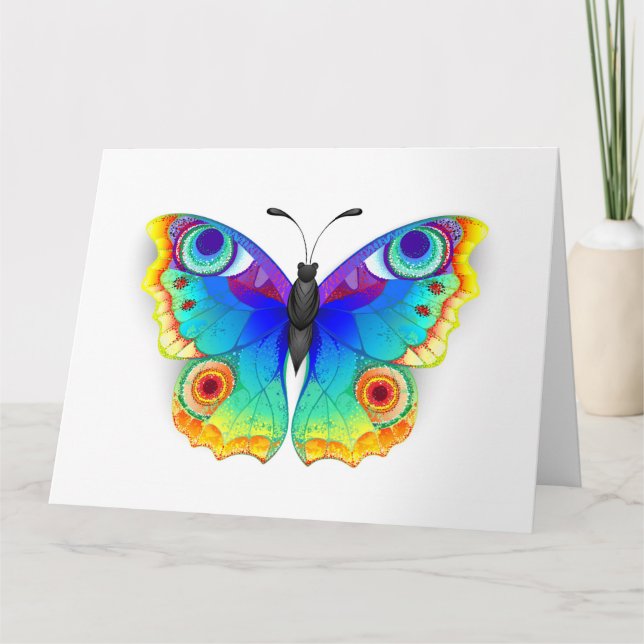 Tarjeta Rainbow Butterfly Peacock Eye (Anverso)