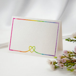 Tarjeta Rainbow Heart Rope lugar Boda LGBT Nautical