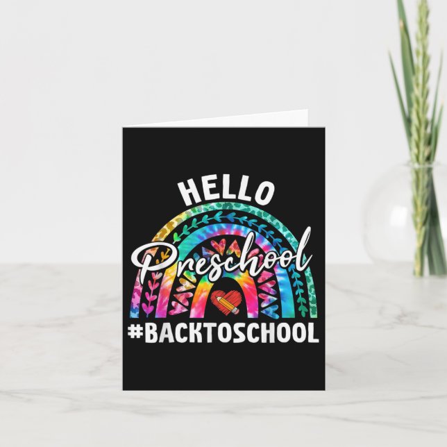 Tarjeta Rainbow Hello Preescolar De Vuelta Al Maestra Stu (Anverso)