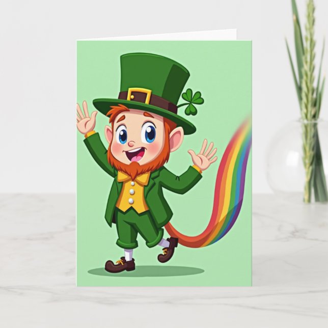 Tarjeta Rainbow Leprechaun Joy Card (Anverso)