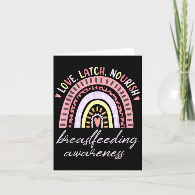 Tarjeta Rainbow Love Latch Nourish Breastfeeding Awareness (Anverso)