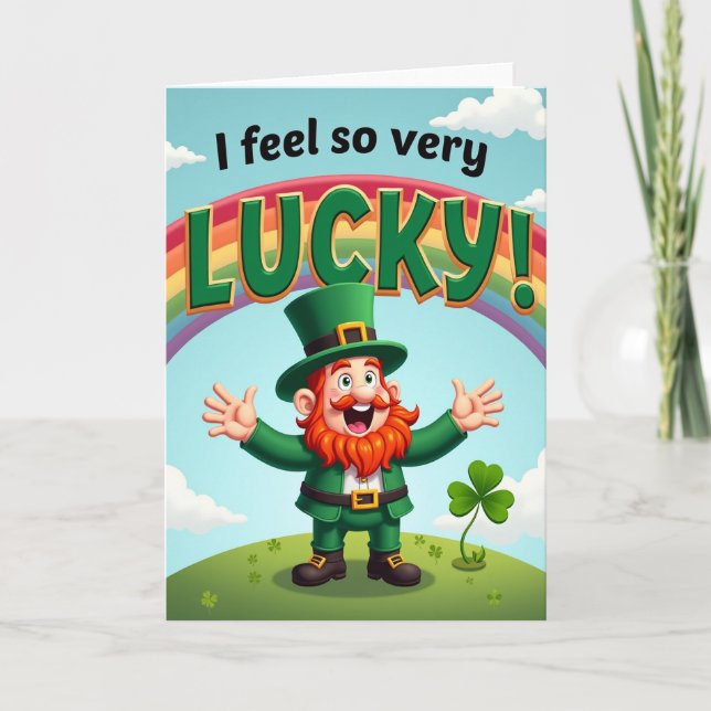 Tarjeta Rainbow Lucky Leprechaun Scene Card (Anverso)