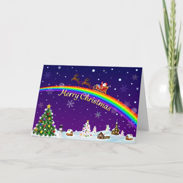 Tarjeta Rainbow Santa Claus (Anverso)