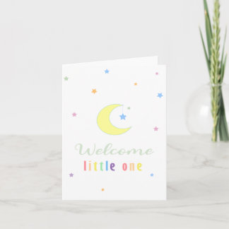 Tarjeta Rainbow Welcome Little One Moon and Stars