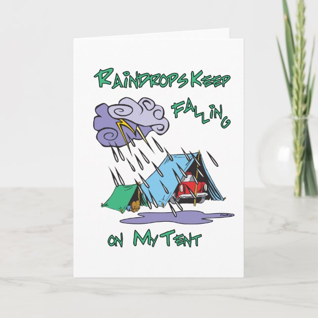 Tarjeta Raindrops Camping (Anverso)